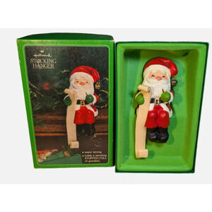 Hallmark Stocking Hanger Santa with List Christmas Hanger Vintage Original Box